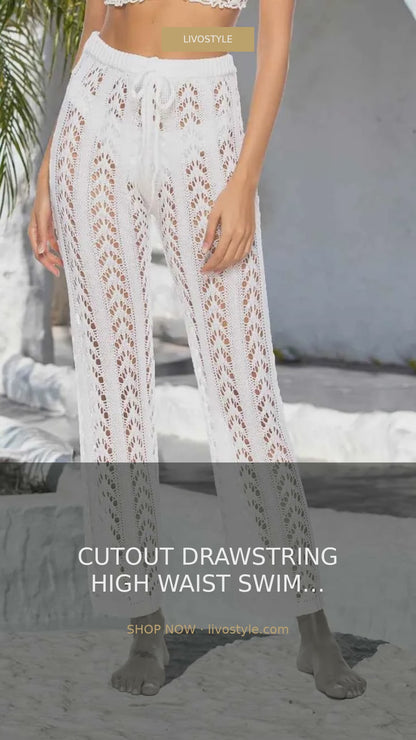 Cutout Drawstring High Waist Swim Pants – video