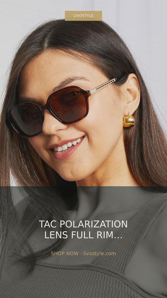 TAC Polarized Full-Rim Square Sunglasses with Gold Hardware – video