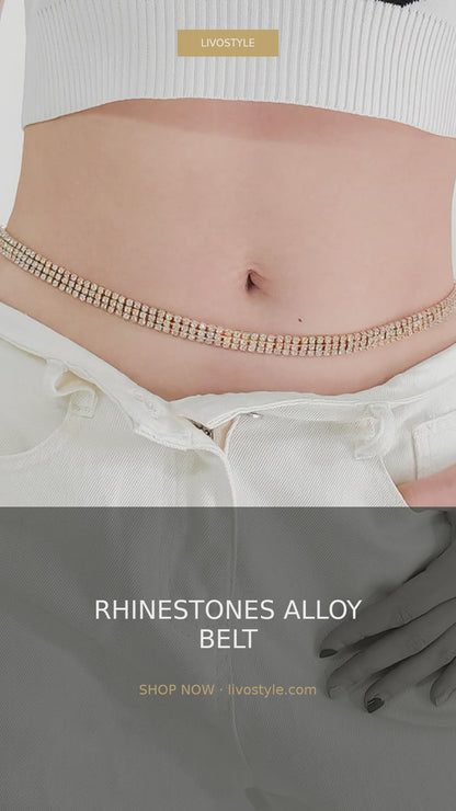Rhinestone Alloy Waist Chain Belt – video