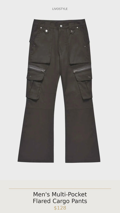 Men's Multi-Pocket Flared Cargo Pants