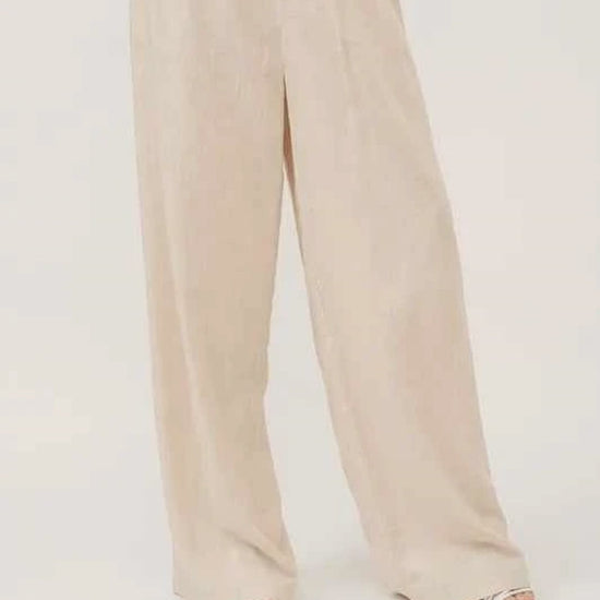 High-Rise Wide Leg Linen Blended Pants