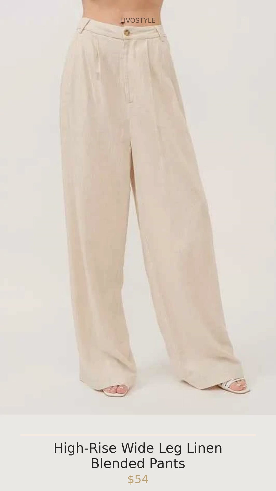 High-Rise Wide Leg Linen Blended Pants