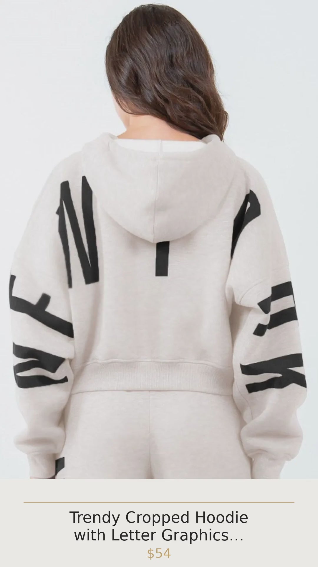 Trendy Cropped Hoodie with Letter Graphics and Drawstring