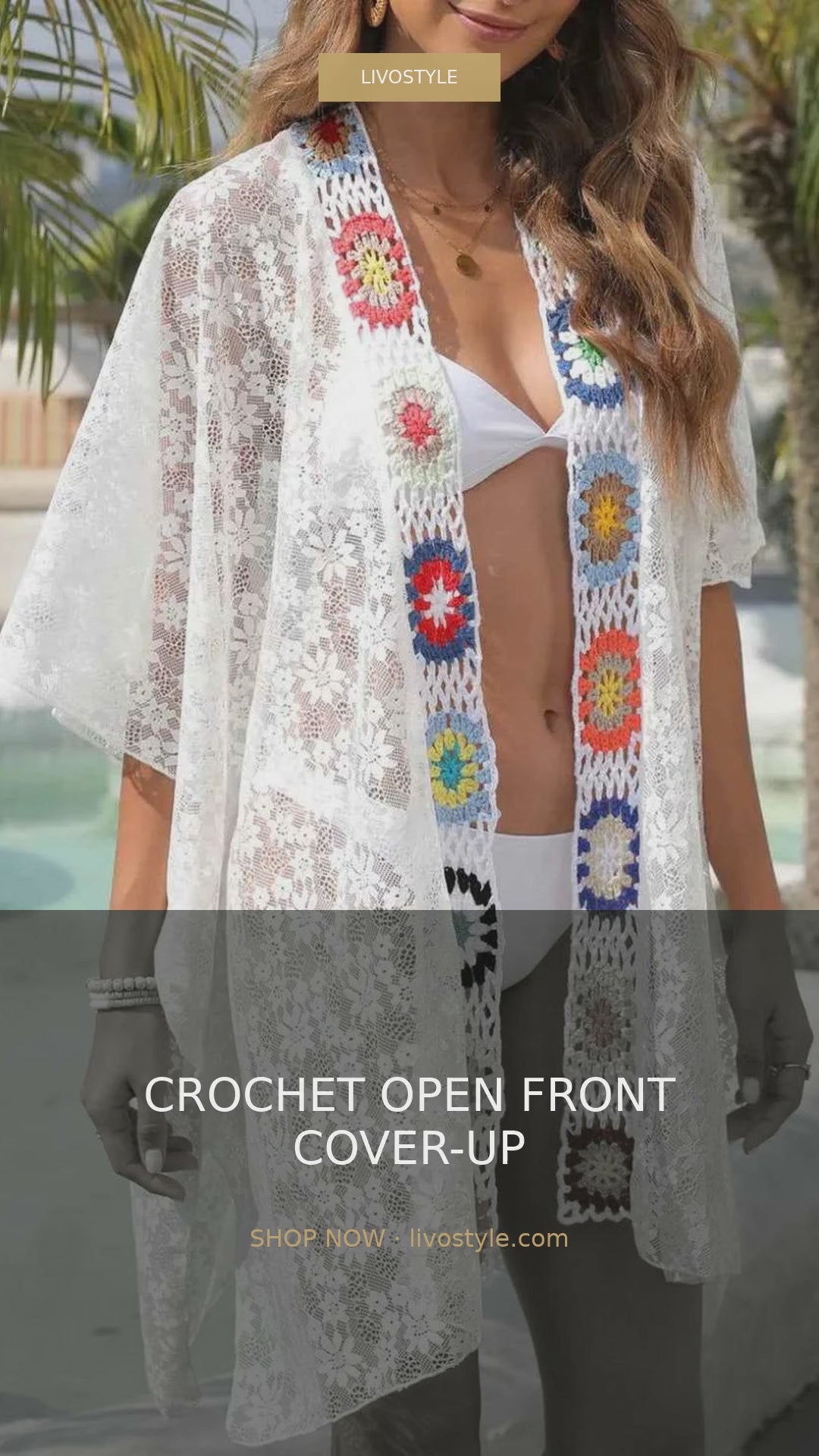 Crochet Trim Open Front Floral Kimono Cover-Up – video