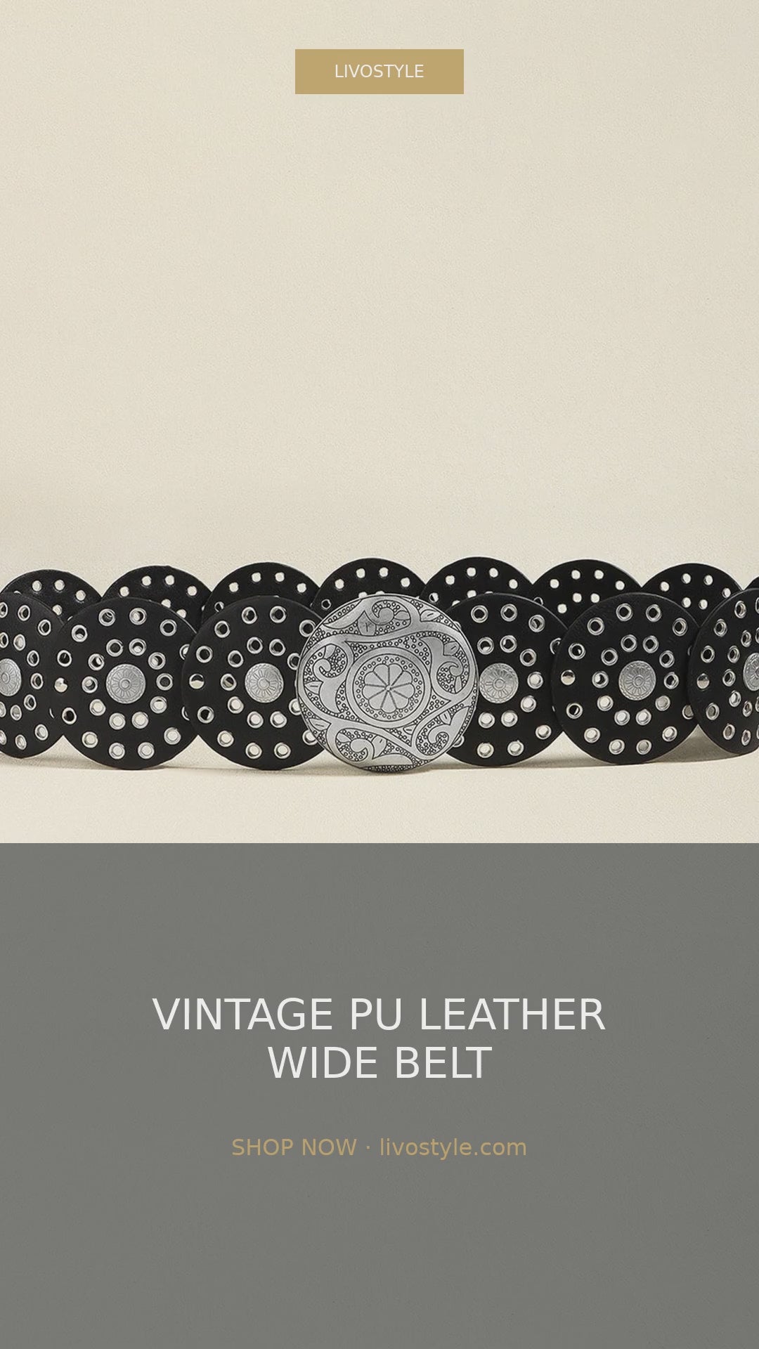 Vintage PU Leather Wide Belt with Round Metal Detail – video