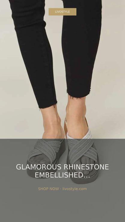Rhinestone Criss-Cross Platform Wedge Sandals – video