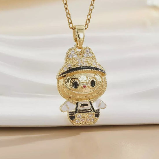 18K Gold-Plated Cartoon Character Pendant Necklace