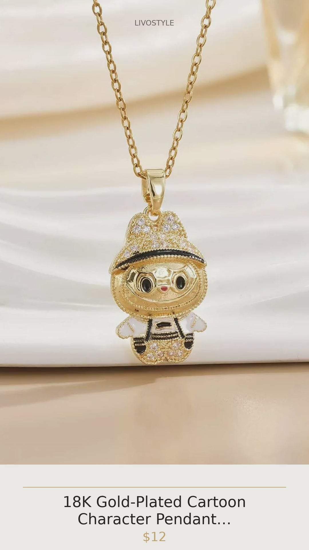 18K Gold-Plated Cartoon Character Pendant Necklace