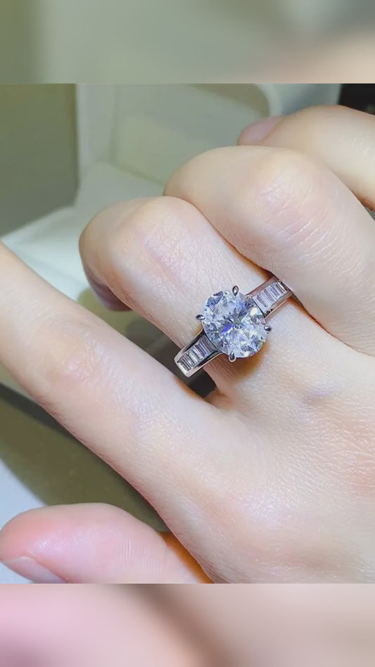 3 Carat Moissanite 925 Sterling Silver Oval-Cut Ring – video