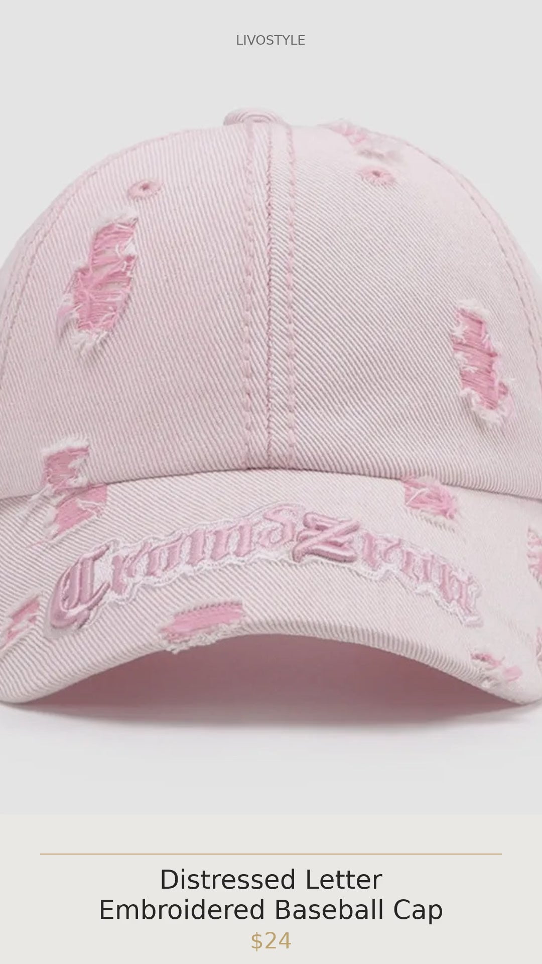 Distressed Letter Embroidered Baseball Cap