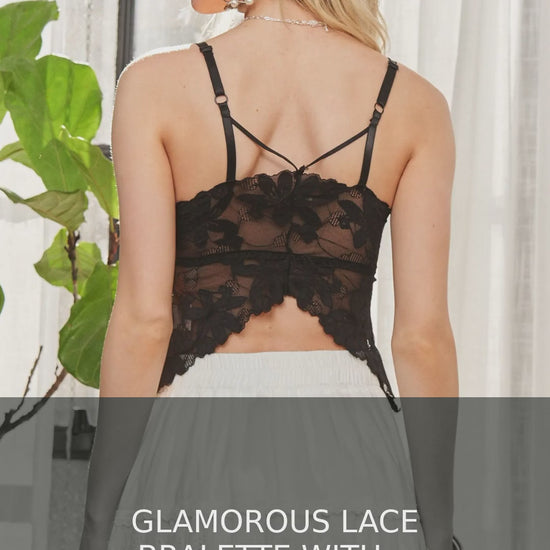 Floral Lace Bralette with Rhinestone Accents – video