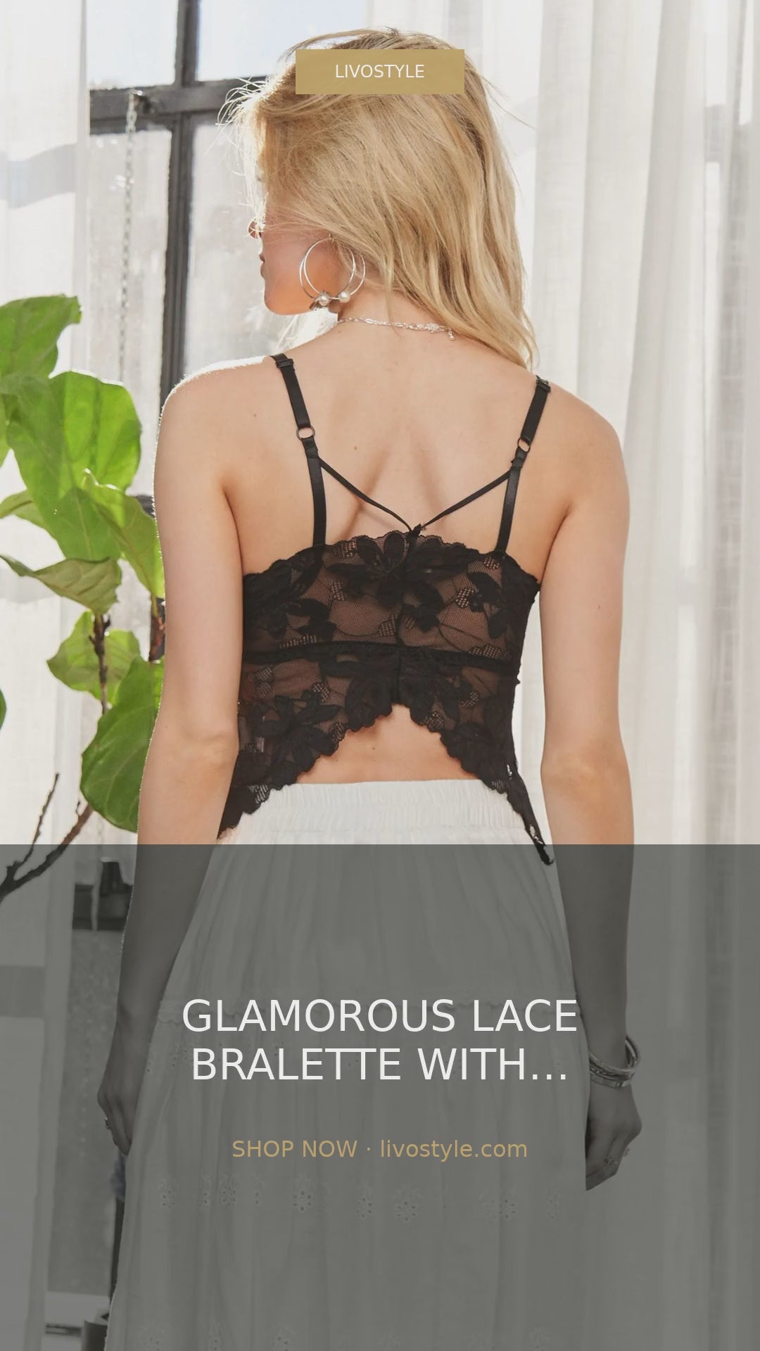 Floral Lace Bralette with Rhinestone Accents – video