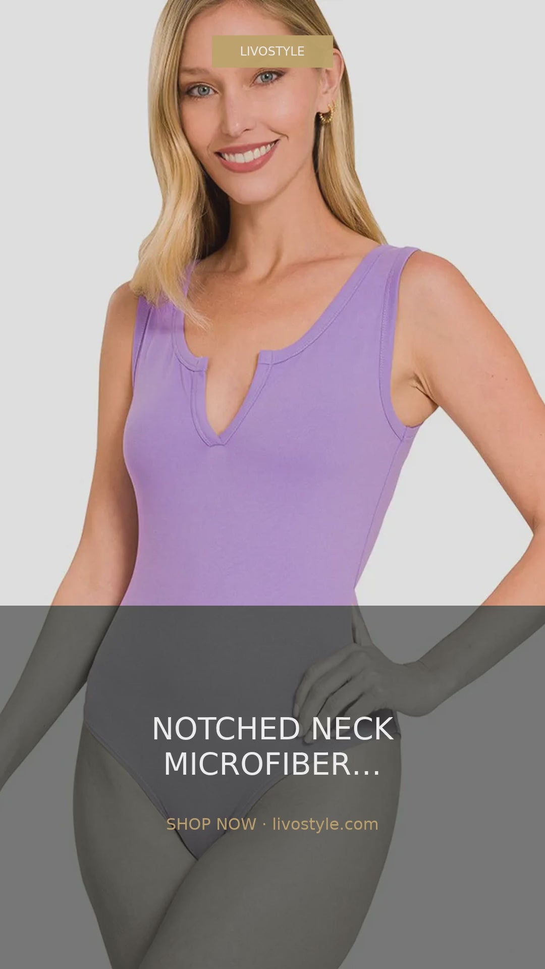 Notched Neck Microfiber Sleeveless Bodysuit – video