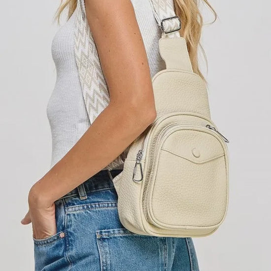 Textured PU Leather Sling Bag