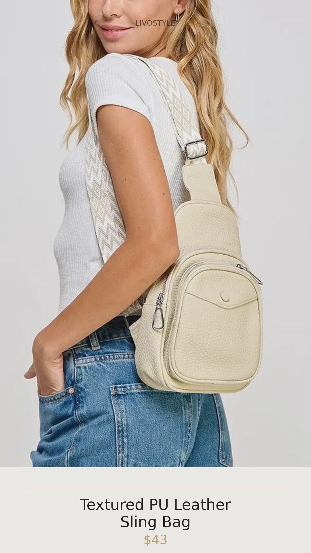 Textured PU Leather Sling Bag