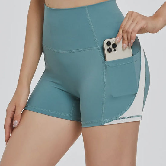 High Waist Active Shorts with Side Pocket – video