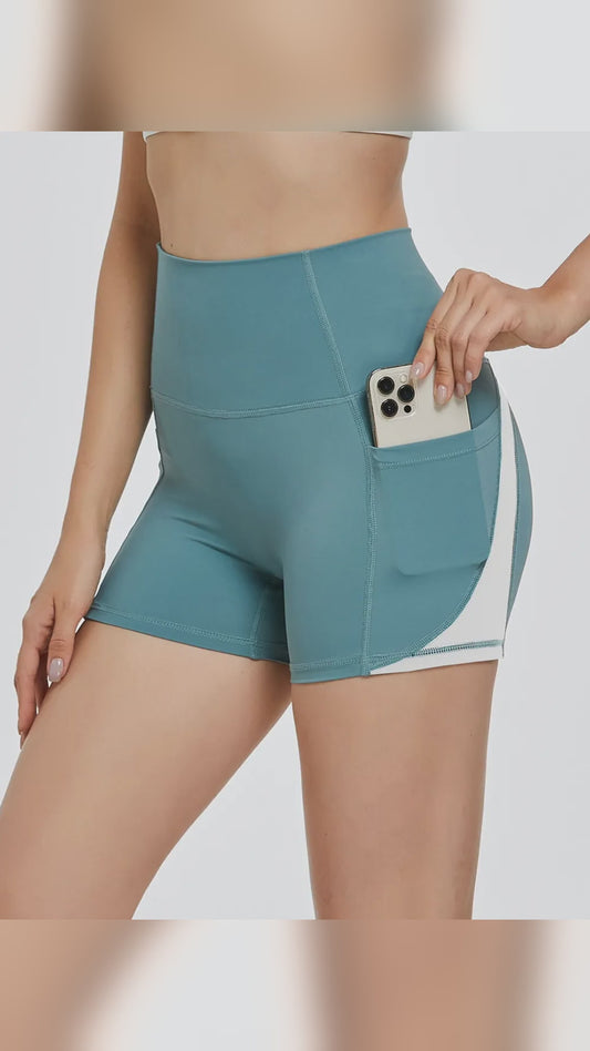 High Waist Active Shorts with Side Pocket – video