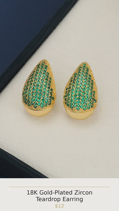 18K Gold-Plated Zircon Teardrop Earring