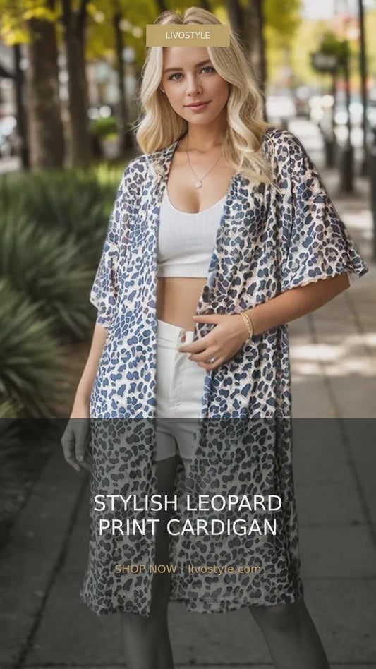 Leopard Print Open Front Short Sleeve Cardigan – video