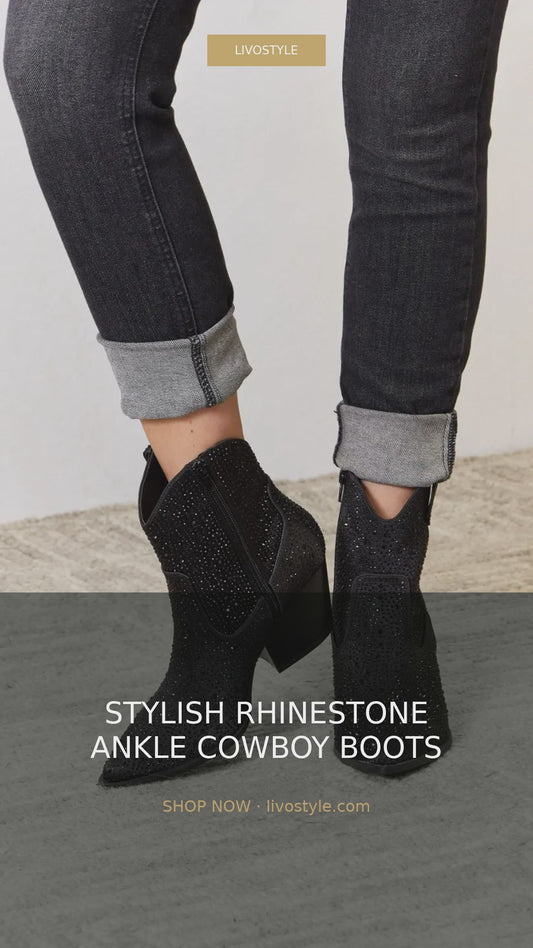 Rhinestone Western Ankle Boots with Pointed Toe – video