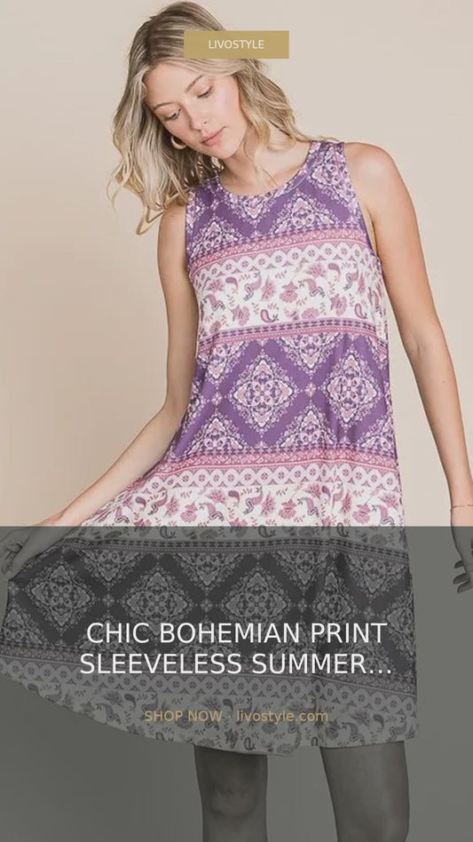 Bohemian Paisley Print Sleeveless A-Line Dress – video