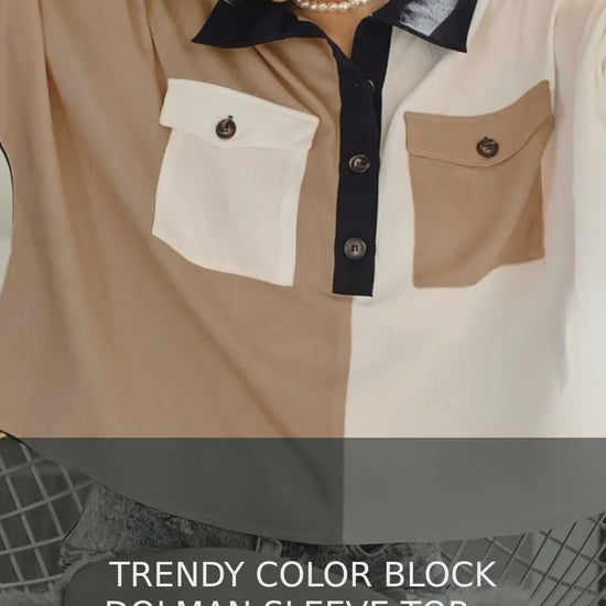 Color Block Dolman Sleeve Top with Collared Quarter Neck – video