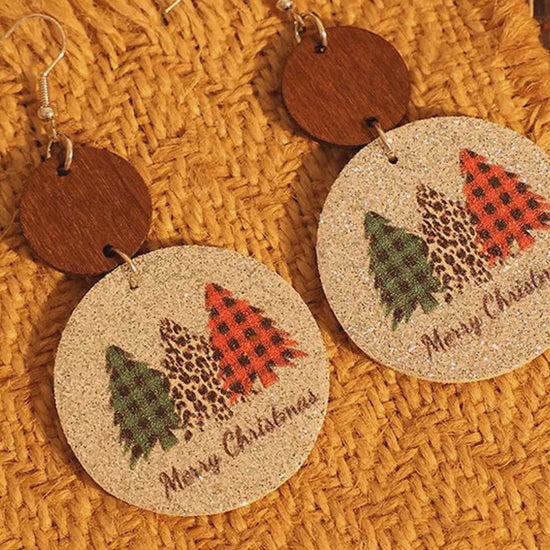 PU Leather Christmas Tree Earrings