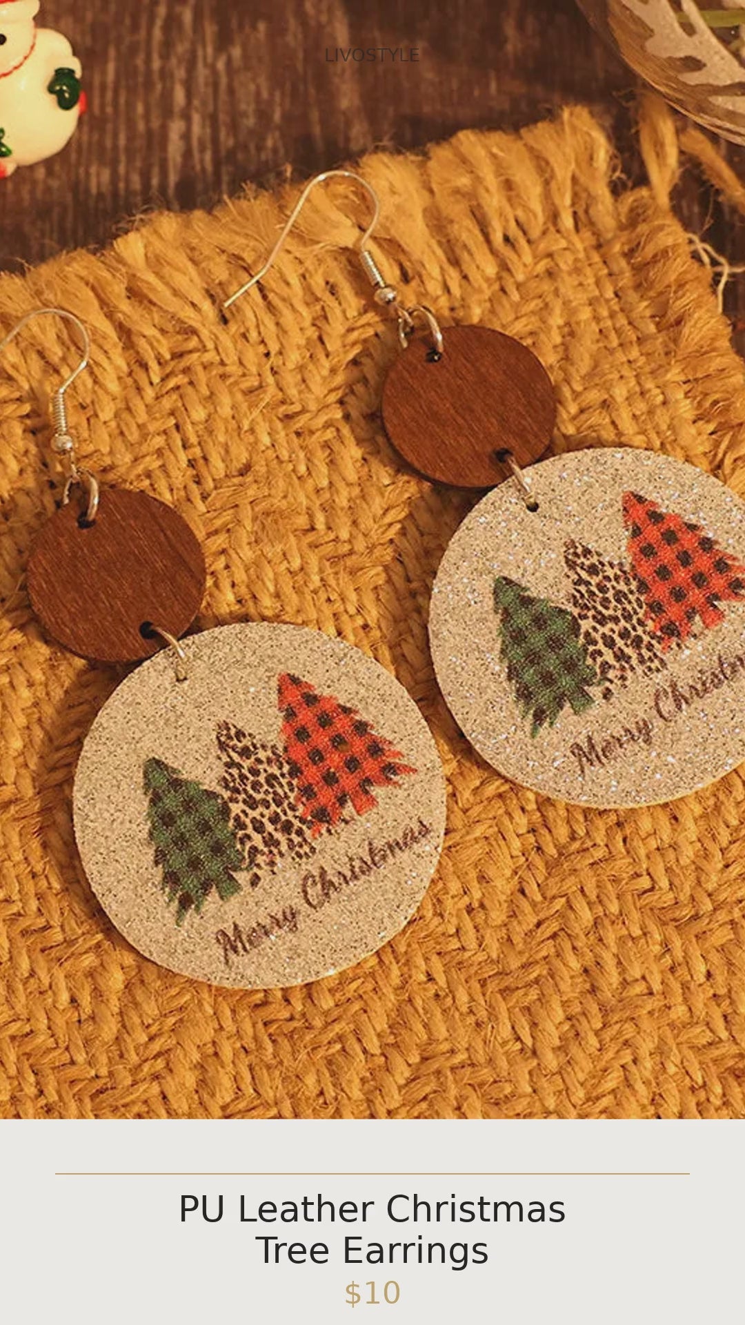 PU Leather Christmas Tree Earrings