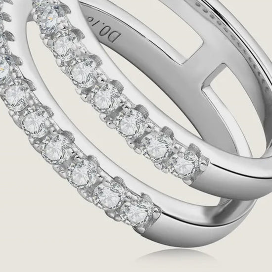 925 Sterling Silver Moissanite Double Layered Ring