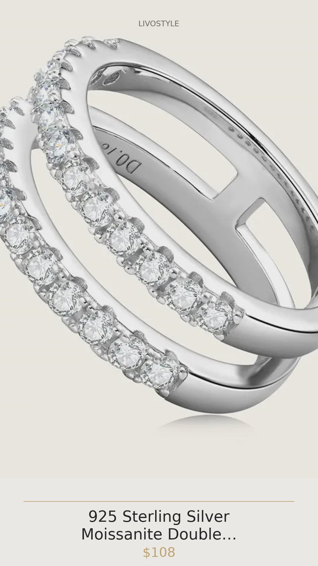 925 Sterling Silver Moissanite Double Layered Ring
