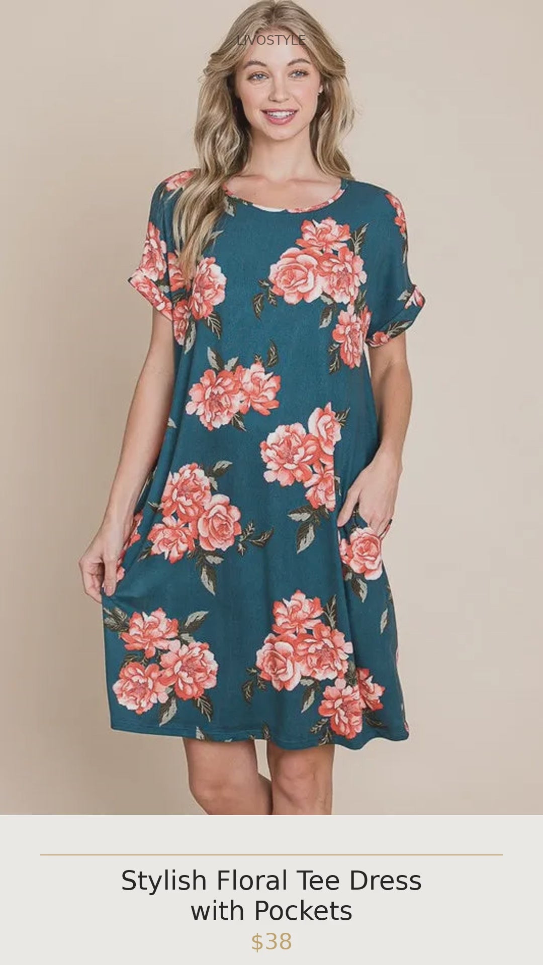 Stylish Floral Tee Dress with Pockets