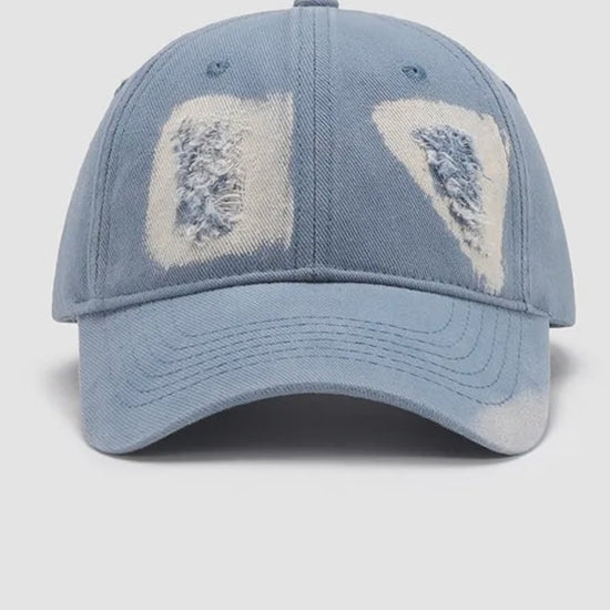 Lilac Light Blue Denim Distressed Baseball Cap