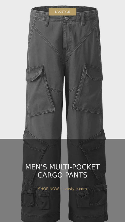 Men's Multi-Pocket Straight Leg Cargo Pants – video