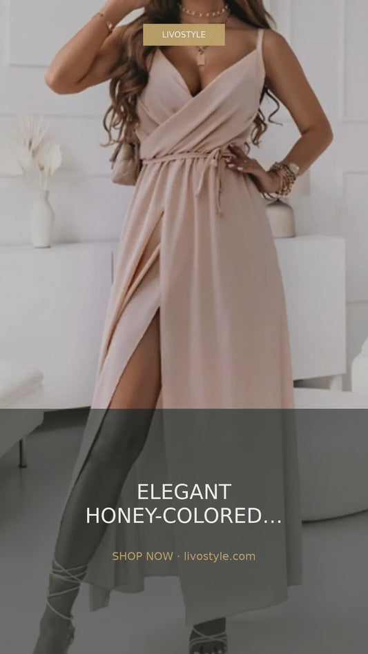 Sleeveless Midi Cami Dress with V-Neck, Tie Detail and High Slit – video