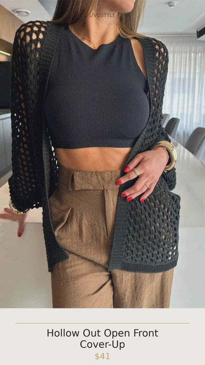 Hollow Out Open Front Cover-Up