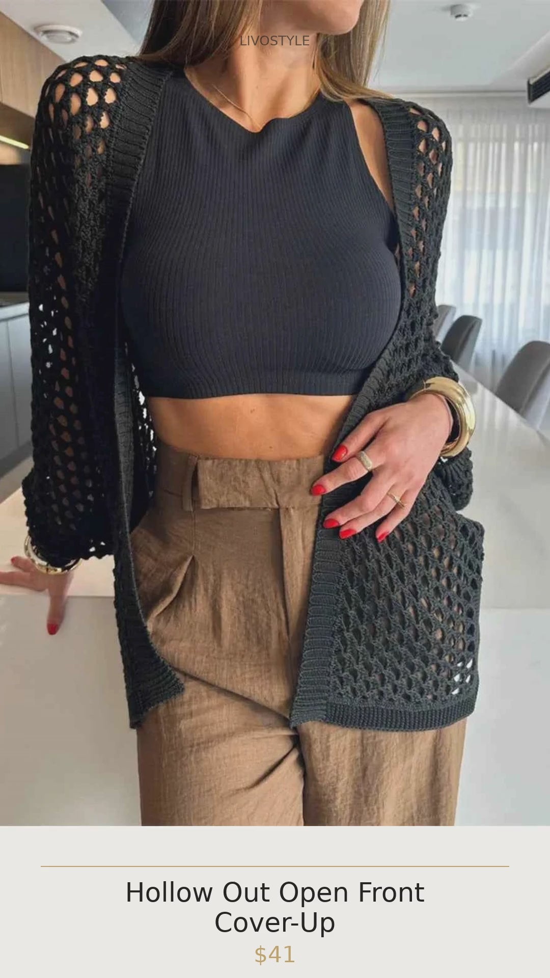 Hollow Out Open Front Cover-Up