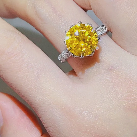 5 Carat Moissanite 925 Sterling Silver Ring — Round-Cut Yellow Formal