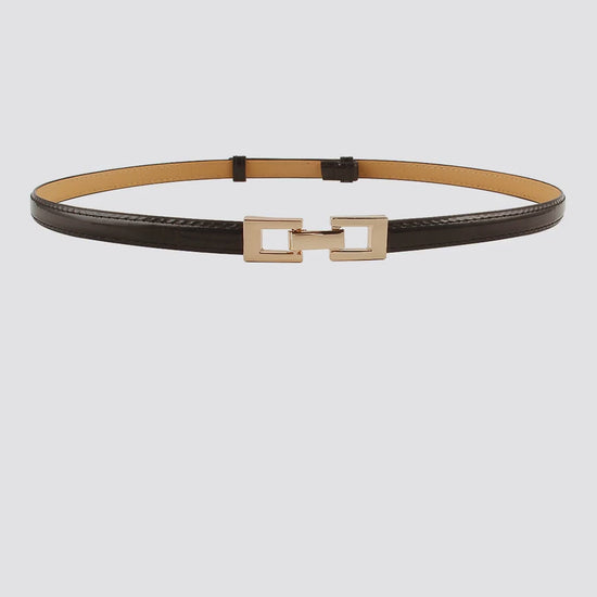 Black White Accessory PU Skinny Belt