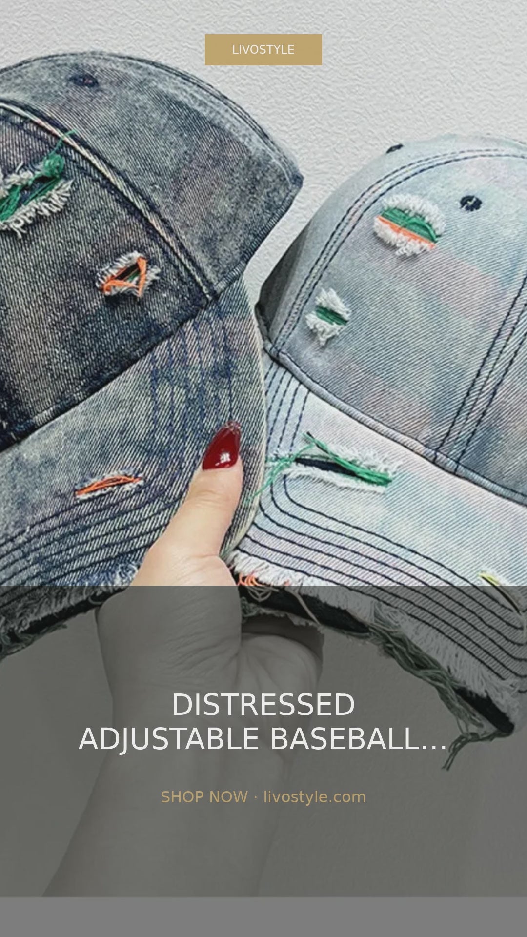 Acid Wash Distressed Cotton Dad Baseball Cap – video