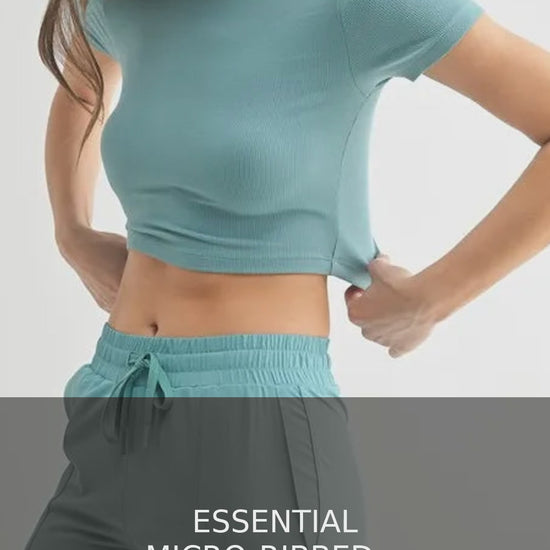 Micro-Ribbed Cropped Athleisure Tee – video