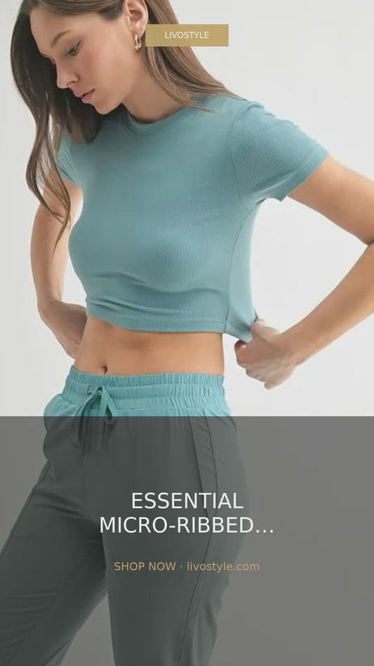 Micro-Ribbed Cropped Athleisure Tee – video