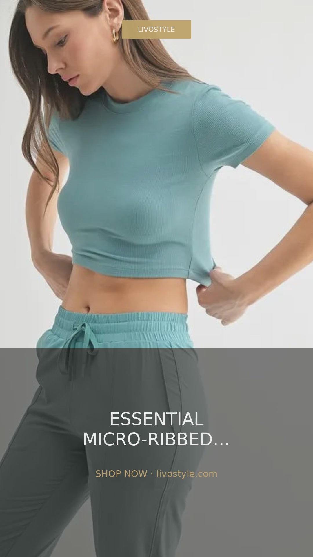 Micro-Ribbed Cropped Athleisure Tee – video
