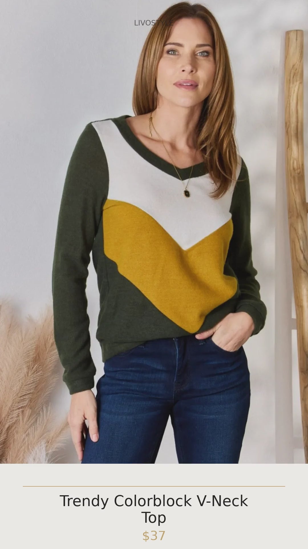 Trendy Colorblock V-Neck Top