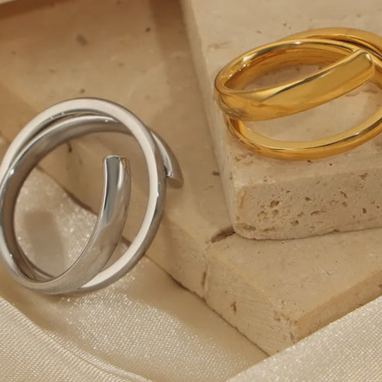 Titanium Steel Layered Wrap Ring