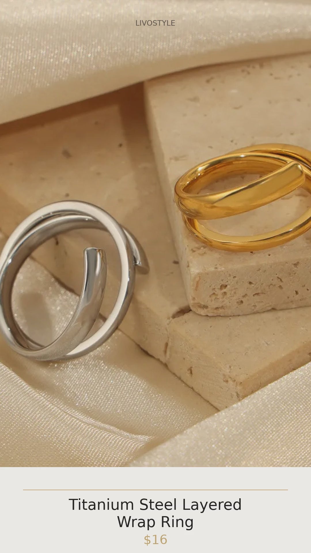 Titanium Steel Layered Wrap Ring