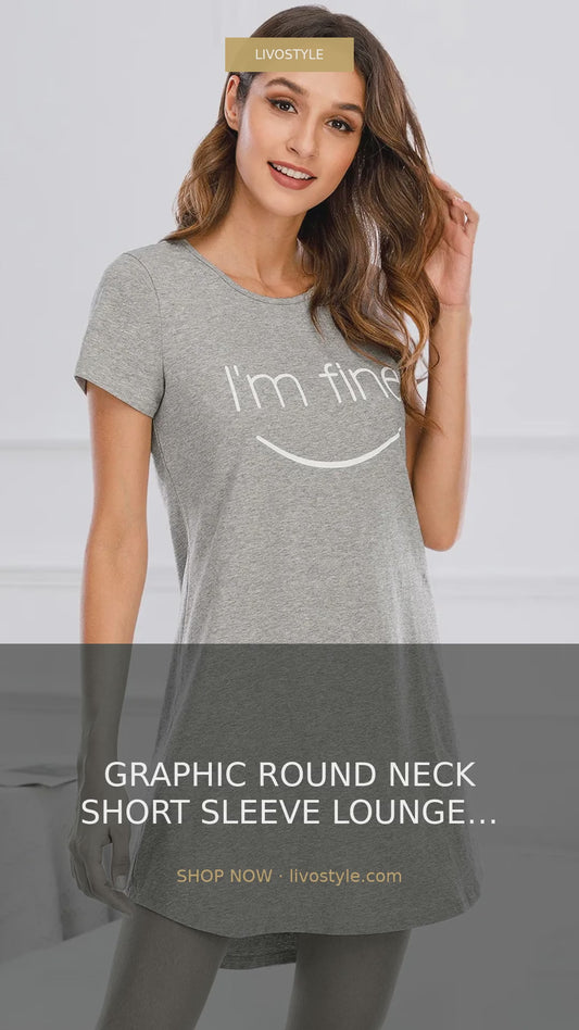 Graphic Round Neck Short Sleeve T-Shirt Lounge Dress – video