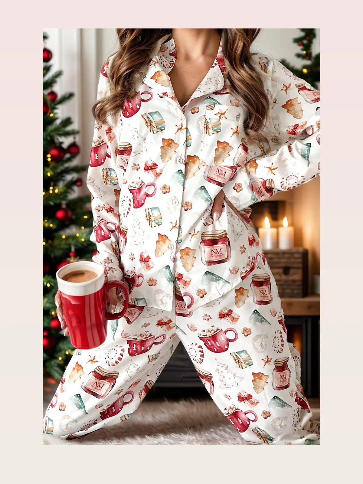 Printed Collared Neck Top and Pants Lounge Set — styled showcase — Livostyle