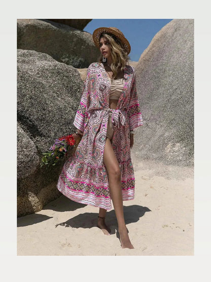 Printed Open Front Cover Up — styled showcase — Livostyle