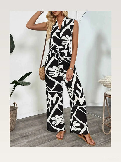 Printed Sleeveless Wide Leg Jumpsuit — styled showcase — Livostyle