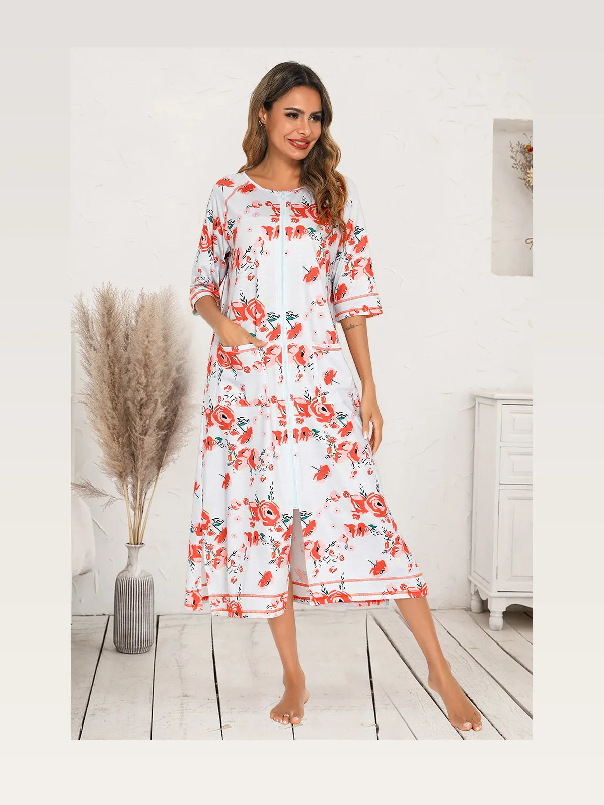 Printed Slit Night Dress with Pockets — styled showcase — Livostyle